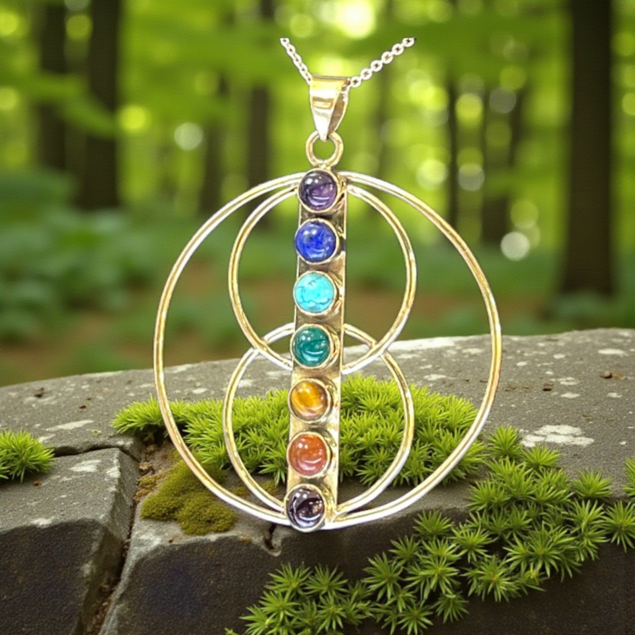 Pendentif Collier 7 Chakras, Marque OxcmoBijoux, Neuf Avec étiquettes