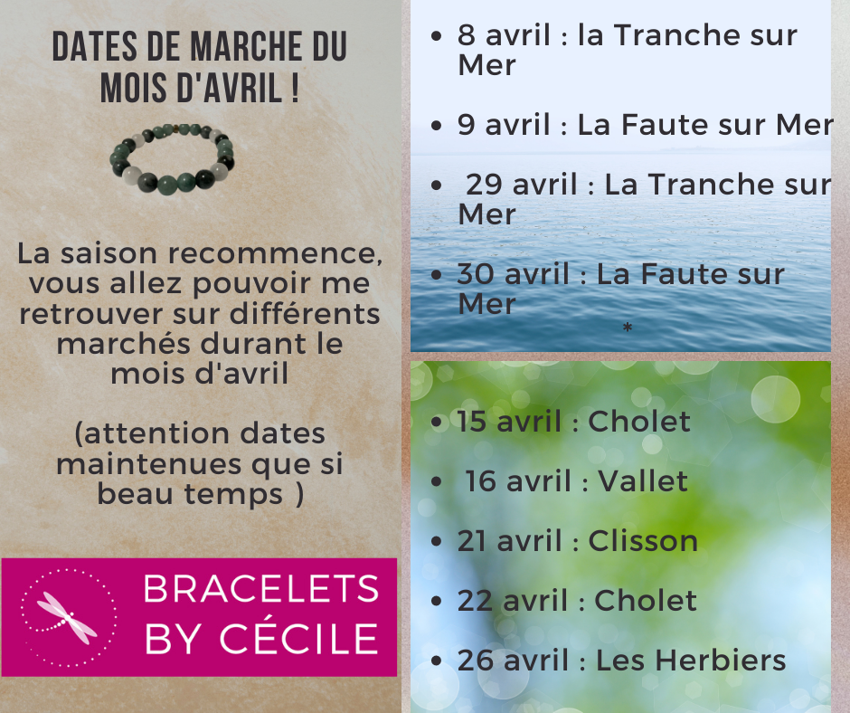Voici les dates et lieux, où vous pourrez me retrouver au mois d'avril 