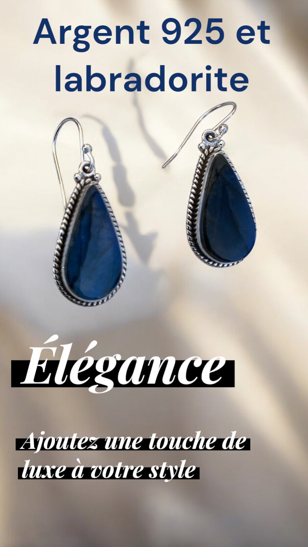 Boucles d'oreilles en Labradorite – Argent 925 – Pièce Unique