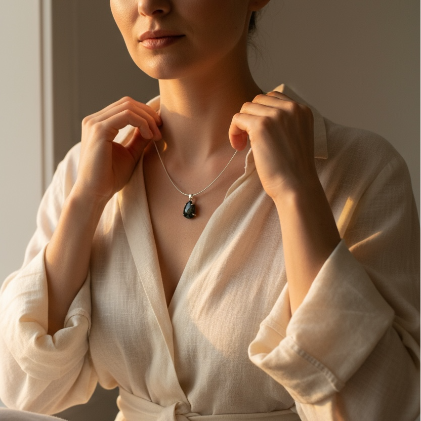 Collier Labradorite – Lumière Boréale ,  Argent 925 – Pièce Unique