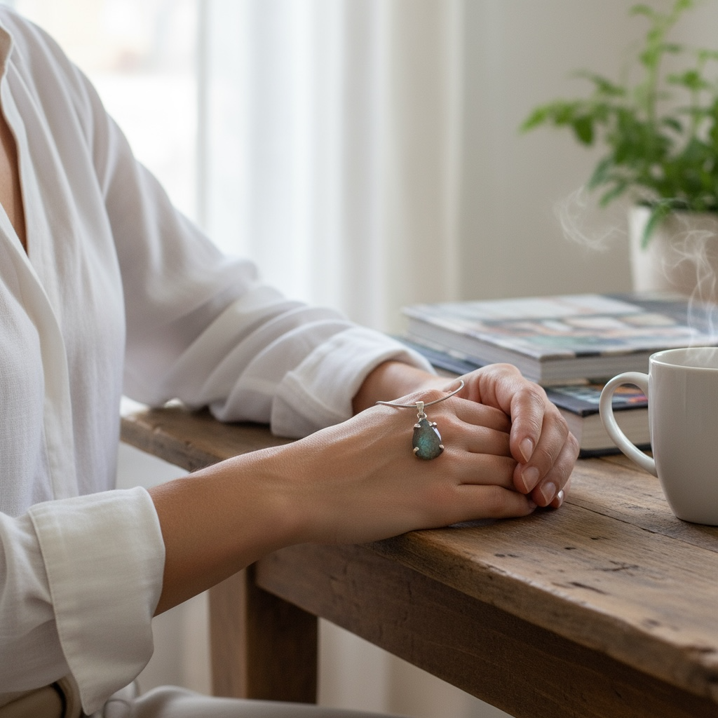 Collier Labradorite – Lumière Boréale ,  Argent 925 – Pièce Unique