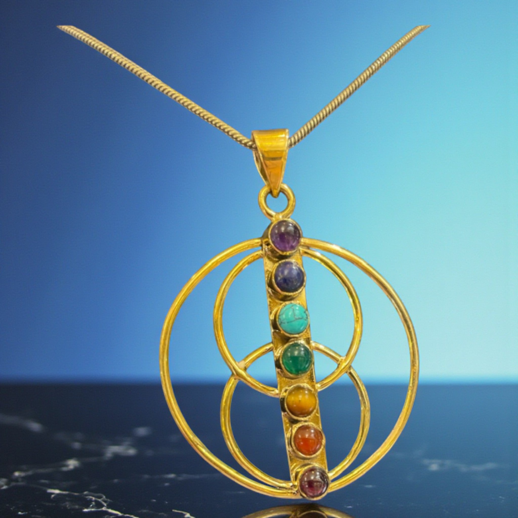 Collier en laiton : 7 chakras