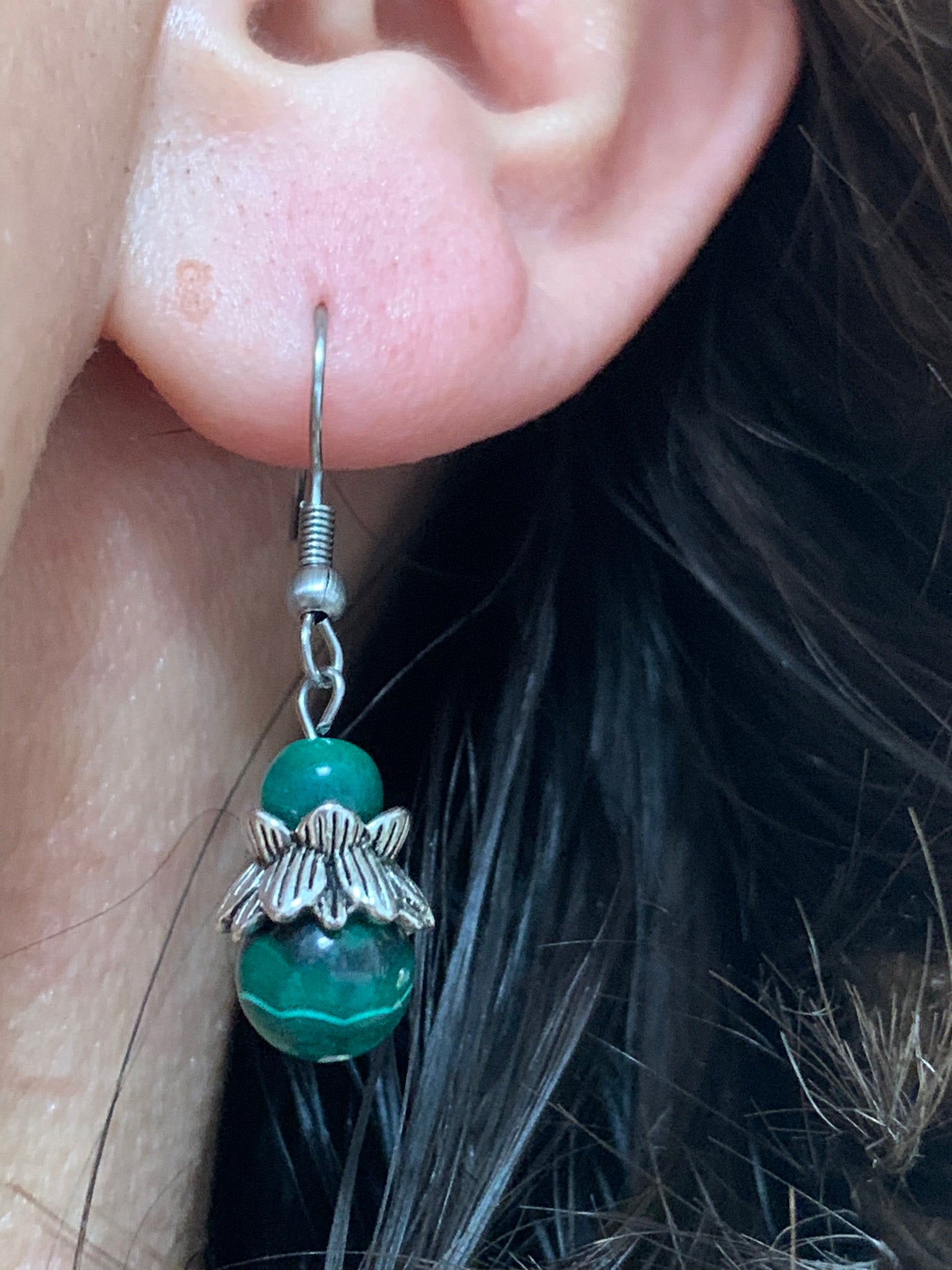 BOUCLES D'OREILLES MALACHITE