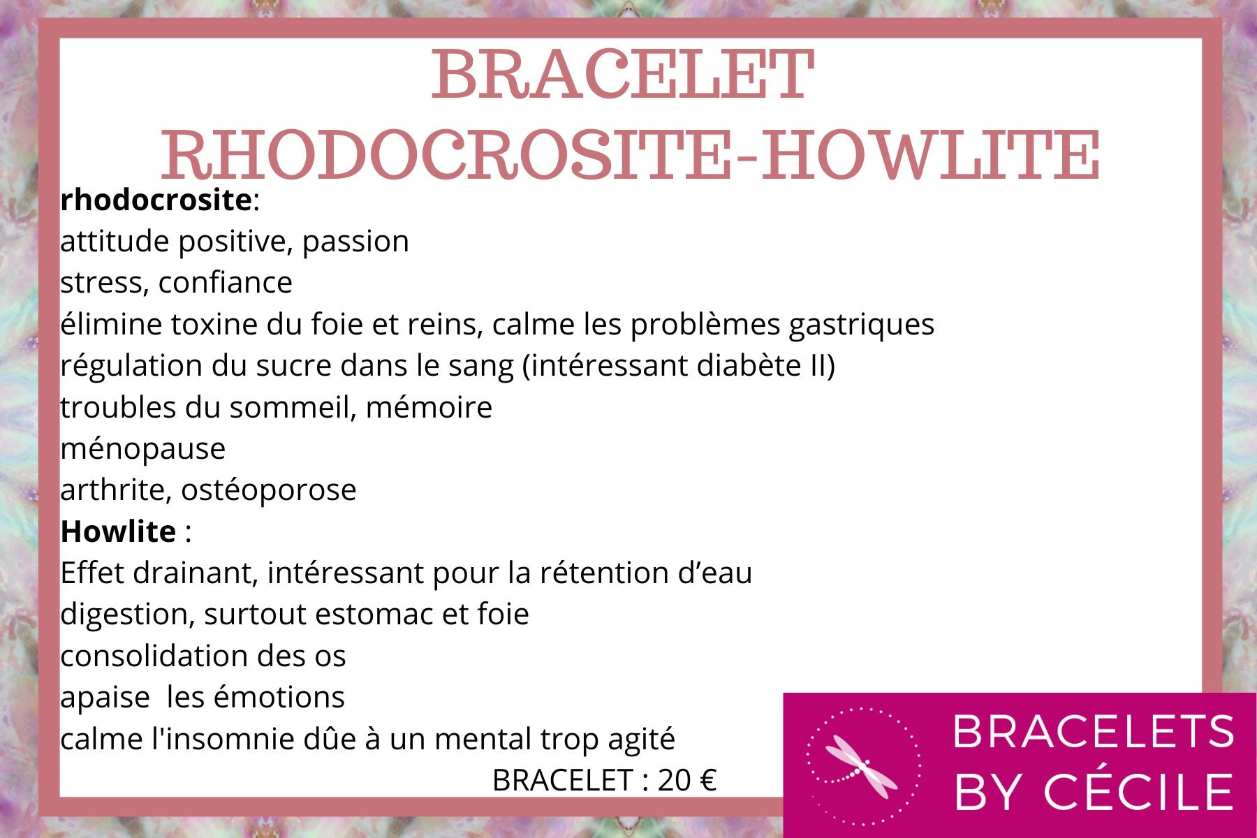 Bracelet Rhodochrosite-Howlite
